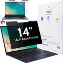 Magnetic Laptop Privacy Screen 14 inch for 16:9 Computer Monitor, 14" Removable Anti Glare Protector Blue Light Filter Shield Compatible with Lenovo Hp Dell Acer Asus Thinkpad Envy Xps (14" 16:9 Aspect, Black Privacy for Laptop)