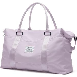 Travel Duffel Bag,Weekender Overnight Bag for Women,Carry-on Bag with Wet Pocket,Gym Bag,Extra Large,Light Purple