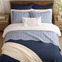 Levtex Home Cross Stitch Reversible Full/Queen Quilt Set (88x92in) with 2 Pillow Shams (26x20in) - Stitch Texture - Navy - Cotton Full/Queen Size Quilt Bedding Set - Lightweight, Soft, Pre-Washed