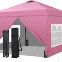 GDY 10x10FT Pop-Up Canopy Tent — with 4-Side Walls & Vented Top, Portable Outdoor Event Tent for Garden, Poolside, Parks, Parties,Camping, Pink.