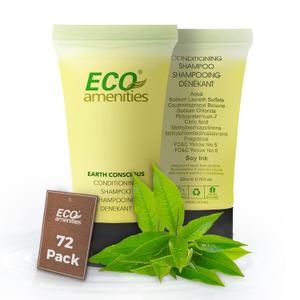 ECO Amenities Travel Size Shampoo and Conditioner Sets - 2 in 1 Hotel Shampoo and Conditioner Supplies for Guests - Refreshing Bulk Travel Size Toiletries - 22ml, 72 Packs, Green Tea Scent (0.75 Fl Oz (Pack of 72))