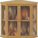 Extra Large Corner Bread Box for Kitchen Countertop, 16.5 inch Bamboo Double Layer Bread Storage with Glass Wavy Door Panel, Eco-Friendly and Stylish Design
