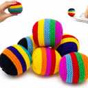 WesGen 6PCS Knitted Footbags Set, Football, Soccer, Basketball, Baseball Design, Soft Kick Sacks for Juggling Practice, Indoor/Outdoor Games & Party Favors ﻿