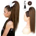 SEIKEA Ponytail Extension Cheer Ponytail Hair Piece, 16" Cheerleader Straight Ponytail Hairpiece Mocha Melt for Cheerleader Competition, Dance