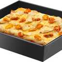 1 Pcs Detroit Style Pizza Pan 10 x 8 x 2.4 Inch Non Stick Rectangle Deep Pizza Pans Pre Seasoned Sicilian Style Pan Dish Bakeware Kitchenware (Black)