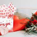 3 x Linelglobal Large Valentine Gift Bag with Wrapping Paper for Women Men, Anniversary Bag 12.6" Heart Love 2 Pack