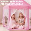 Sumbababy Princess Castle Tent for Girls Fairy Play Tents for Kids Hexagon Playhouse with Fairy Star Lights Toys for Children or Toddlers Indoor or Outdoor Games (Pink)