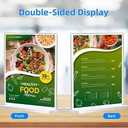 12 Pack Acrylic Sign Trade Show Booth Sign Display Stand, T Shape Clear Black Base Double Sided Menu Display Desk Stand for Restaurant, Office, Home, Shop(7 x 5 Inch,Horizontal)
