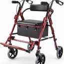 2-in-1 Rollator Walker for Seniors with Seat for Travel Transport Use
Rolling Walker Transport Chair Combo with 8'' Wheels, 300 LBS Foldable Walking Aid with Storage Bag, Adjustable Handles, Red