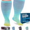 Doctor's Select 3 Pairs Plus Size Compression Socks Wide Calf - Bamboo Viscose Knee High Socks | Circulation Support 3XL