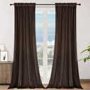 SMILETIME Brown 96in Long Velvet Curtains with Rod Pocket Thermal Insulated Soft Privacy Light-Filtering Velvet Drapes for Bedroom and Living Room, Set of 2 Panels, 52 x 96 Inches Long