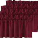 H.VERSAILTEX Blackout Valances for Windows,Kitchen Valance Curtains for Living Room/Bedroom/Bathroom/Basement Privacy Rod Pocket, 4 Panels 52" W x 18,Burgundy