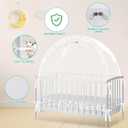 Crib Tent - Crib Net to Keep Baby in, Stop Baby from Climbing Out of Crib, Pop Up Crib Tent with Durable Breathable Net Double Zipper Strong Rods Installation Convenience (Black Line, Large)