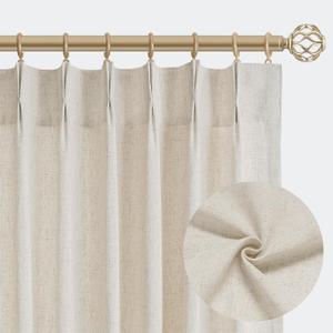 Cream Beige Pinch Pleat Linen Curtains 84 Inch Length 2 Panels Set for Bedroom Dining Room Semi Sheer Linen Boho Farmhouse Neutral Window Curtains 84 Inches Long for Living Room Nursery 40x84
