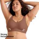Domilo Wireless Full Coverage Bra Back Smoothing Seamless Support and Lift Everyday Bras for Older Women(Coffee, 2XL)