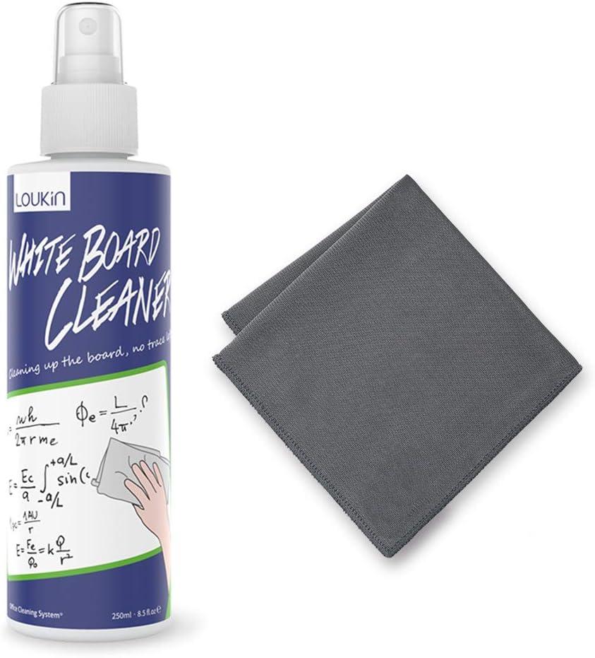 loukin Non-Toxic Whiteboard Cleaner, 8.5 fl oz Dry Erase Board Cleaner, Whiteboard Cleaning Spray with Cloth, Removes Stubborn Marks from Whiteboards
 (1 Count (Pack of 1))