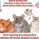 Deluxe Double Unit Two Full Story Durable Front Doors Tight 1/2-inch Wire Spacing Chew-Free Small Animal Critter Home Cage Water Bottle Food Bowl for Feisty Ferret Hammock Rat Mice On Wheels