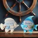 GoGnome Coastal Charm Resin Fish Figurines - Set of 2 Decorative Relax & Beach Decor Nautical Themed 4.4'' Statues for Home Hotel (Fishes)