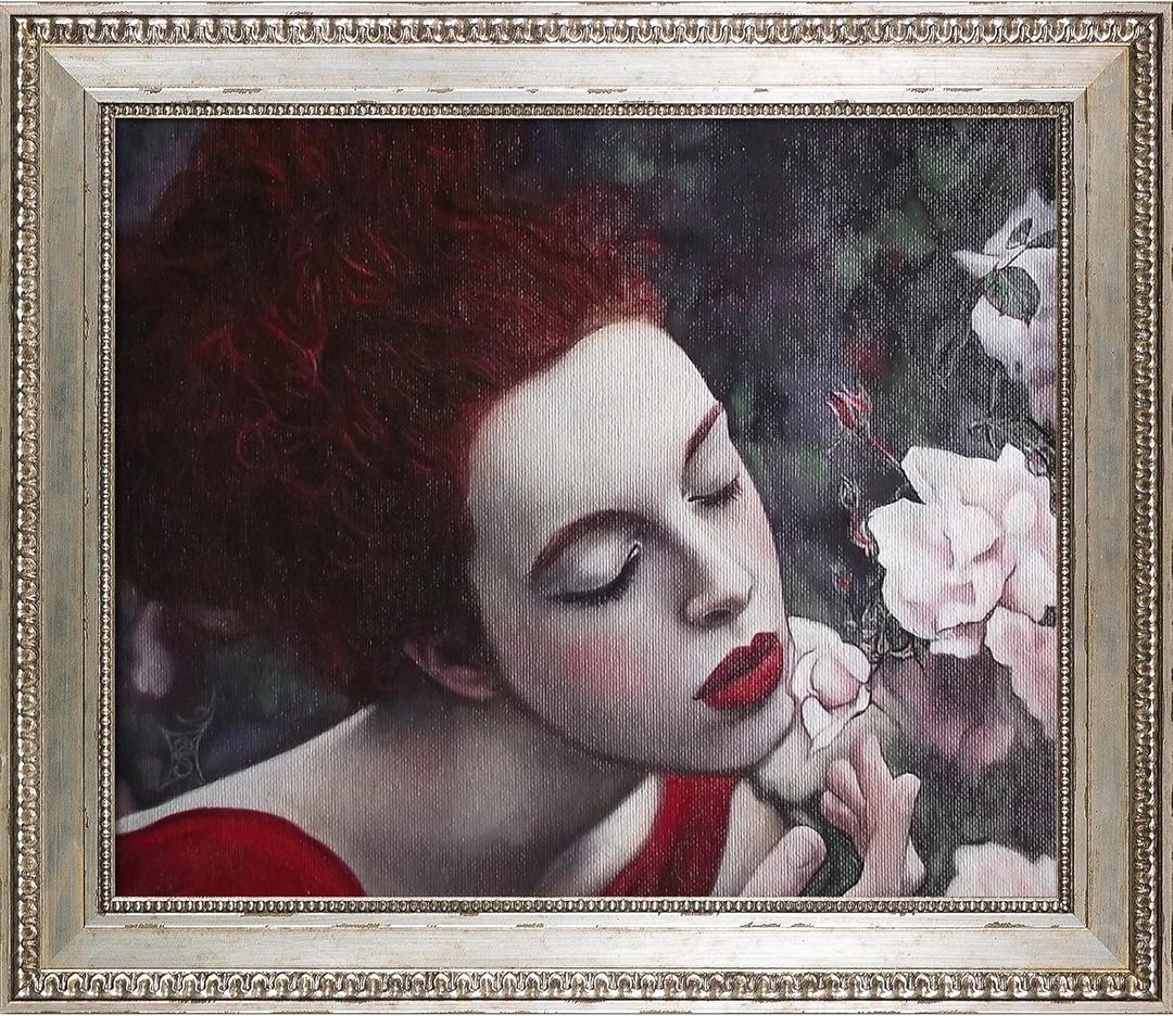 Perfume of White Roses with Versailles Silver King Frame, 25x21"