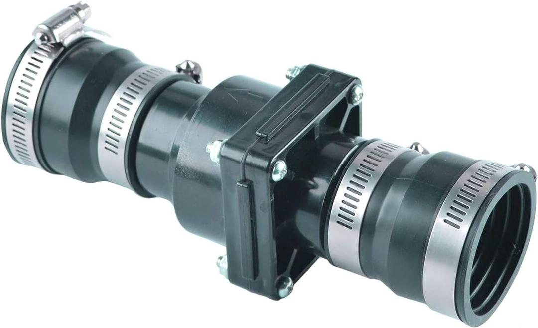 Hydro Master Plastic Sump Pump Check Valve with Stainless Steel Clamps for 1-1/2 inch or 1-1/4 inch