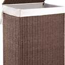 OIAHOMY Laundry Hamper with Lid, 23.8 Gal (90L) Wicker Hamper with Removable Liner Bags, Handwoven Clothes Basket with Handles, Foldable Woven Paper Rope Basket for Laundry Room, Bedroom-Brown
