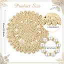 50 Pcs 13.8 Inch Corn Husk Woven Round Placemats Set with Pearl Napkin Rings, Flower Round Woven Placemats Set, Boho Farmhouse Rustic Chargers Mat Bulk for Wedding Party, Dinner Table, 14