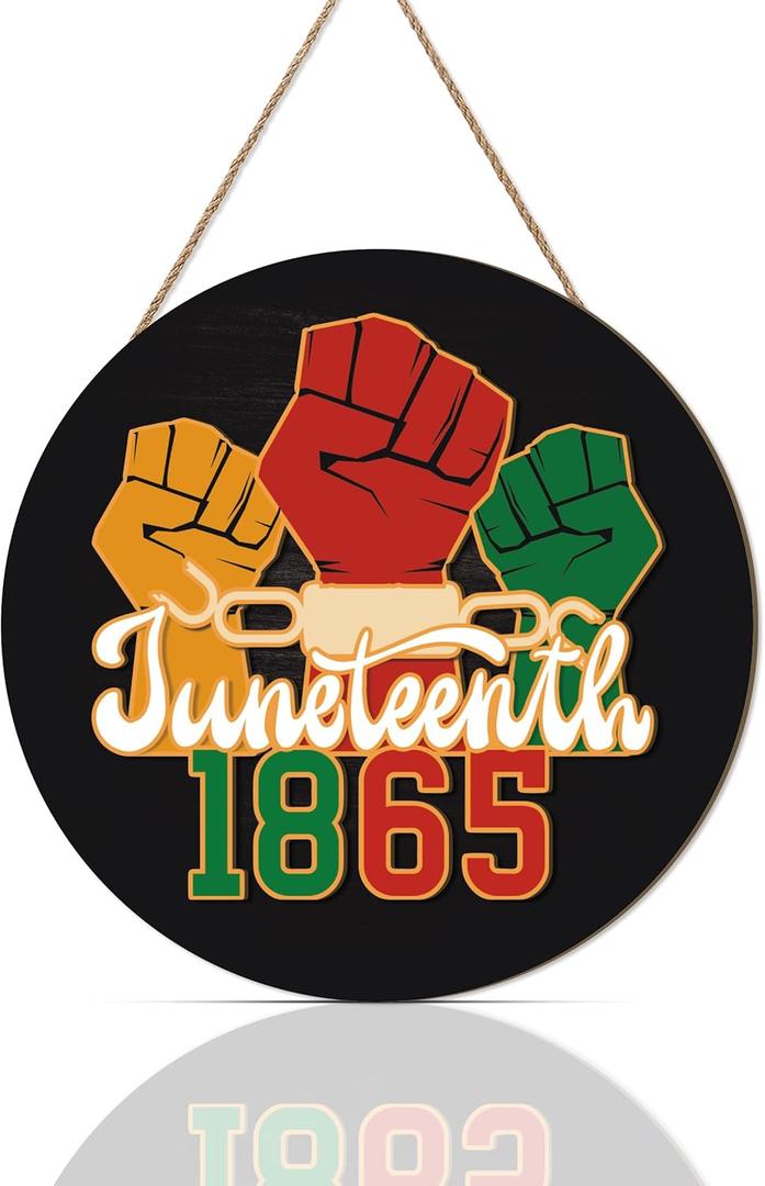 3D Juneteenth Freedom Day Door Sign,Juneteenth Wreaths for Front Door,African American Freedom Day Decor,Pride Black History Sign,June 1865 Independence Day Decor for Home Porch Yard