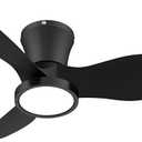 ocioc Quiet Ceiling Fan with LED Light DC Motor 32 inch Large Air Volume Remote Control Black