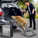 71''x 20'' Dog ramp for Car, Dog Ramps for Large Dogs, Folding Outdoor Dog Ramps for Stairs, Up to 250LBS, Non-Slip Rug Surface, 5s Installation, Dogs Car Steps for Large Dogs SUV, Truck, LKW