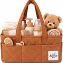 Adonia & Co Diaper Caddy Organizer  Nursery Storage Basket for Newborn & Baby Essentials  Portable, Machine Washable Diaper Bag Organizer for Home & Travel (Brown)