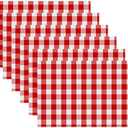 Urban VillaPlacemats for Dining Table 100% Cotton Placemats 14''x20'' Over Sized Tablemats Set of 6Placemats Red/White Buffalo Check Tablemats for Family Dinners Wedding PartiesPlacemats,Red/White Checks, 14" x 20"