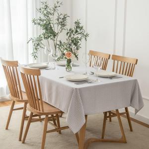 maxmill Checkered Tablecloth Stain Resistant Waterproof and Wrinkle Resistant Washable Heavy Weight Table Cloth Gingham for Dining Room and Outdoor Use, Rectangle 60 x 120 Inch Grey White