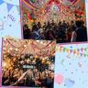 Frienda 300 Sheets Colorful Paper Chains Strips and 492 ft Crepe Paper Streamers, 52.8ft Gold Star Garlands Backdrop for Wedding Birthday Party Decorations DIY Crafts (Rainbow, Colorful)
