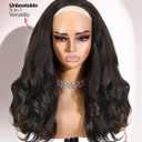 Yaki Curly Half Wig Body Wave Glueless Wigs 3 In 1 Seamless Kinky Half Wigs for Black Women Dark Brown Synthetic Headband Wig with Curly Ends 18 Inch