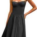 CHYRII Women Fashion Summer 2025 Sweetheart Neck Spaghetti Straps Corset A-Line Long Sundress Midi Dress, L