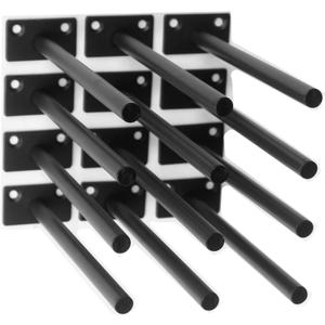 12 Pcs 8" Black Solid Steel Floating Shelf Bracket Blind Shelf Supports - Hidden Brackets for Floating Wood Shelves - Concealed Blind Shelf Support  Screws and Wall Plugs Included