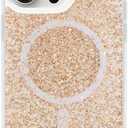 for iPhone 13 Pro Case, Clear Glitter MagSafe Compatible, Cute Bling Sparkly Girly Case for iPhone 13 Pro, Magnetic Protective Phone Cover, Gold Glitter, Phoenix