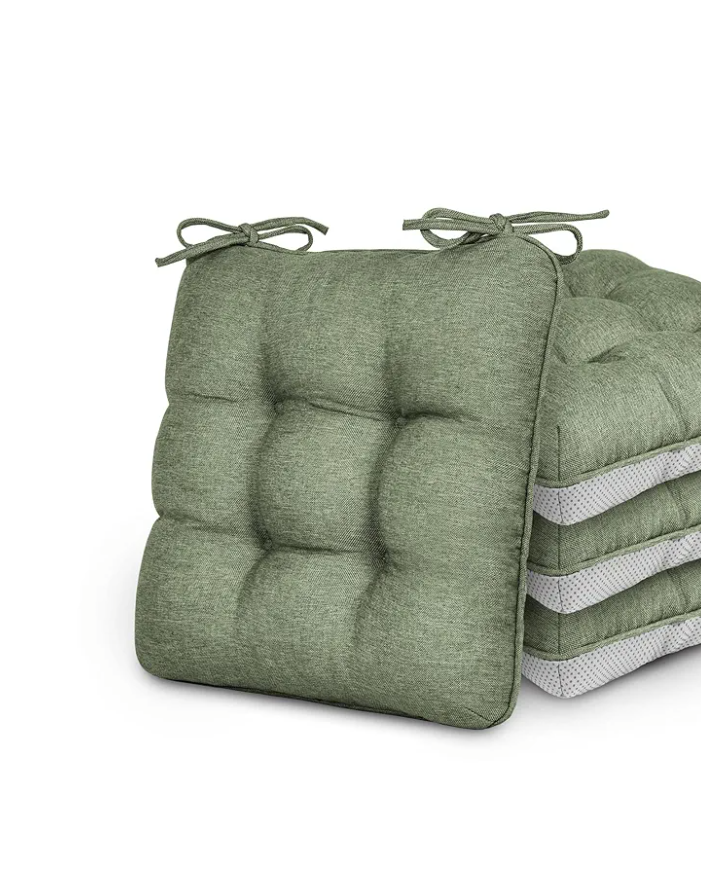 Love's cabin Memory Foam Chair Cushions Set of 2, Outdoor/Indoor Chair Pads for Dining Chairs 2 Pack, Seat Cushions for Kitchen, Dining Room, Office, Patio Chairs, 15.5"x15.5"x3.5" Green