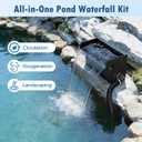 Pond Waterfall Spillway Kit, 8 inch Stainless Steel Spillway with Remote Control LED Lights, 660GPH Submersible Water Pump, Outdoor Waterfall Fountain for Water Feature, Garden, Backyard, Pool