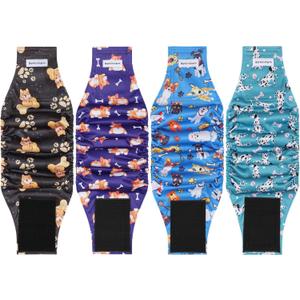 4 Pack Dog Diapers Male Reusable, High Absorbing Dog Wraps, Belly Bands for Male Dogs with Incontinence or Frequent Urination(X-Large, Bone)