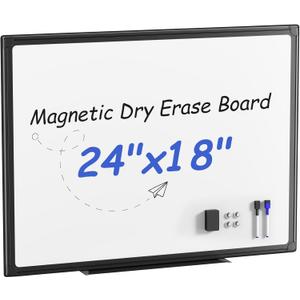 VUSIGN 24" x 18" Magnetic Dry Erase Board for Wall, Whiteboard with Aluminum Frame, Markers, Magnets, Eraser & Tray Included, Dry Erase White Board for Office, School, Classroom & Home