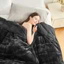 Cottonblue Sherpa Fleece Weighted Blanket 15lbs for Twin/Full Ded - Plush Bed Blanket for Deep Sleep and Relaxation, Heavy Calm Blankets with Glass Beads, 48x72 Inches, Black