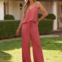 Caracilia 2 Piece Sets for Women Summer, Casual Tank & Wide Leg Pants Lounge Set, Comfy Beach & Travel Outfits 2026 Trendy (XL)