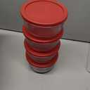 Anchor Hocking SnugFitTM Round Food Storage Containers with Lids (4-Piece, 4-cup, Red, oven-safe)