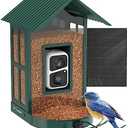 Soliom- Bird Feeder with Camera, 5W Solar Powered, AI Identify Species, Smart Wild Bird Watching, 2K Live View, Instant Arrival Alerts,Large 2.7L Seed Capacity, Metal Squirrel Chew-Proof - BF08 Green