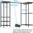 ULIFHOME E10L L-Shaped Clothes Rack for CornerWith Expandable Hanger RodHeavy Duty Freestanding Clothing Racks for Hanging ClothesPortable Garment Rack 58-82"W x 30"D x 72"HMax Load 900LBSBlack
