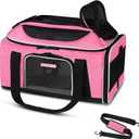 Petskd Top-Expandable Pet Carrier 17x12x8.5 Inches JetBlue Allegiant Spirit Airline Approved, Soft-Sided Carrier for Small Cats and Dogs with Locking Safety Zippers and Anti-Scratch Mesh(Pink)