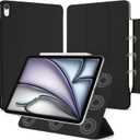 for iPad Air 13 inch M4/M3/M2 Case (2026/2025/2024,Model A3268/A3269/A3271), Auto Sleep/Wake and Magnetic Closure, Slim Trifold Stand Case, PU Leather Cover, Support Apple Pencil Pro, Black