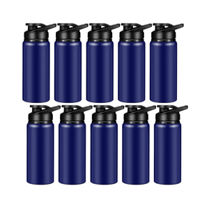Chengu 10 Pieces Water Bottle Bulk 20 oz Aluminum Reusable Bottles Lightweight Snap Lid Water Cups Easy Carry Leak Proof Travel Tumbler for Gym Sports Camping Hiking Fishing (Blue)