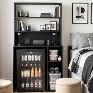 Novabright Black 6 Tier Mini Fridge Stand with Top Shelf for Dorm, 73.2", 33.75" W x 22" D x 72.3" H